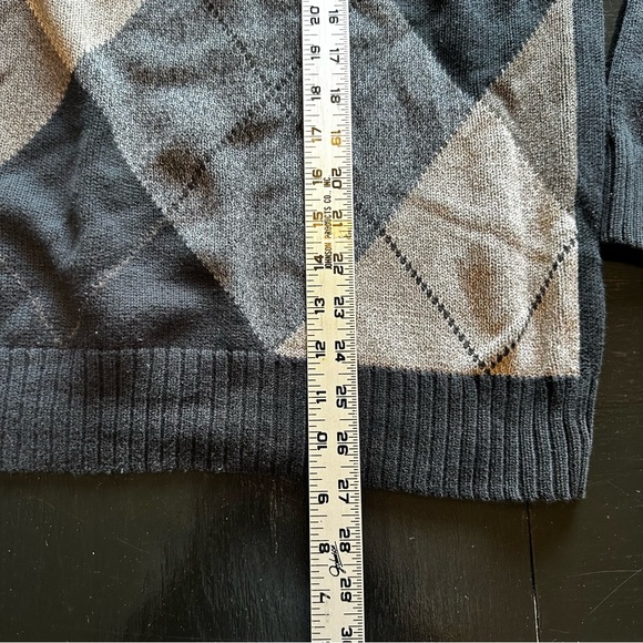 Geoffrey Beene XL Argyle Gray Black and Brown Cream Grandpa Sweater Crewneck - Picture 4 of 9